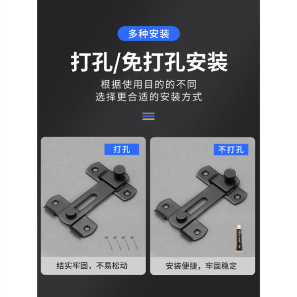 Khóa cửa bằng thép không gỉ dày không đục lỗ Khóa cửa 90 độ khóa góc phải cửa trượt chốt cửa phòng khóa cửa máy bay