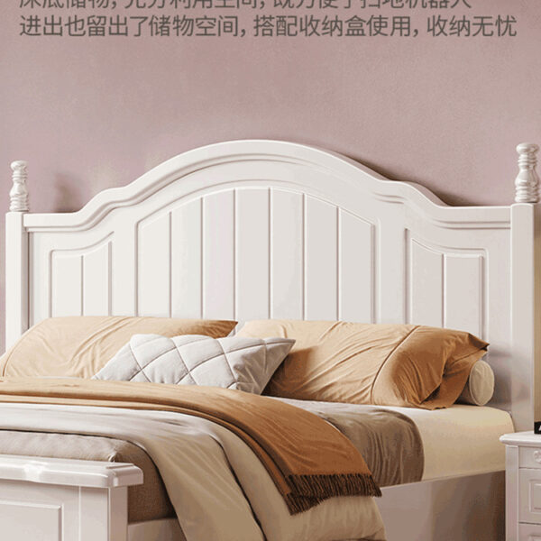 Ánh sáng Mỹ sang trọng giường gỗ nguyên khối hiện đại đơn giản giường đôi phòng ngủ thứ hai giường công chúa màu trắng giường phong cách mục vụ 1,51,8 mét