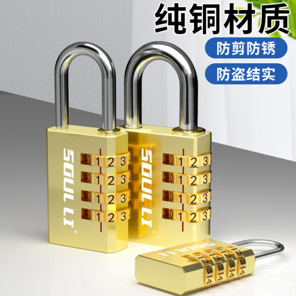 Chắc chắn bằng đồng nguyên chất mật khẩu ổ khóa vali khóa tủ ký túc xá khóa tập gym mini khóa mật khẩu khóa nhỏ chống thấm nước