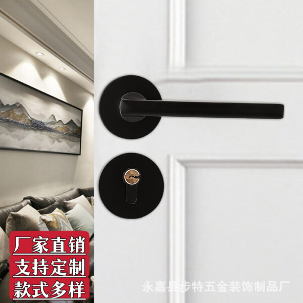 Nhôm oxit đen im lặng đơn giản trong nhà tay nắm cửa cửa phòng ngủ khóa cửa phòng chia khóa tay cầm khóa bán buôn