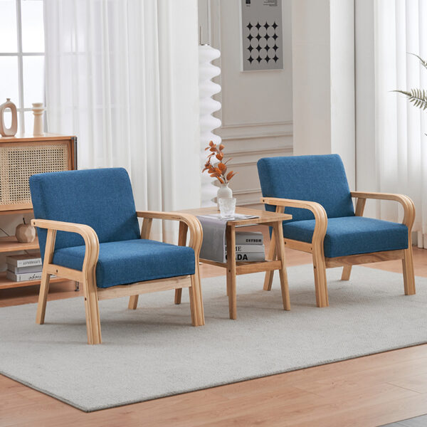 Vải kết hợp cho thuê căn hộ nhỏ ghế gỗ nguyên khối giải trí đơn đôi phòng khách tiết kiệm Ghế sofa đơn giản kiểu Bắc Âu