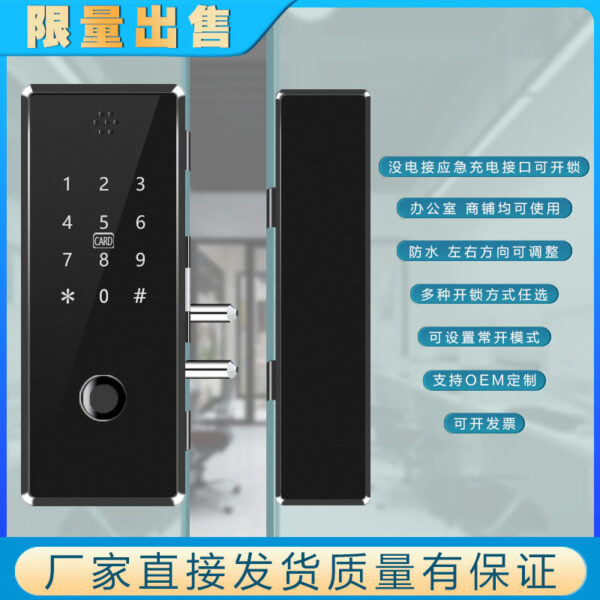 Nhà sản xuất khóa mật khẩu cửa kính mà không cần đục lỗ cửa đơn và đôi khóa vân tay văn phòng đóng khung điều khiển từ xa khóa thông minh bán buôn