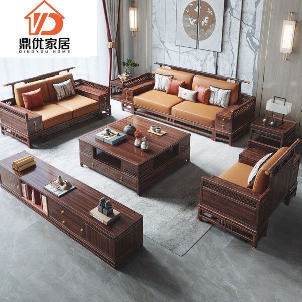Gỗ Wujin mới phong cách Trung Quốc tất cả gỗ nguyên khối hiện đại sofa đơn giản kết hợp biệt thự phòng khách xu hướng quốc gia Sofa nội thất Zen