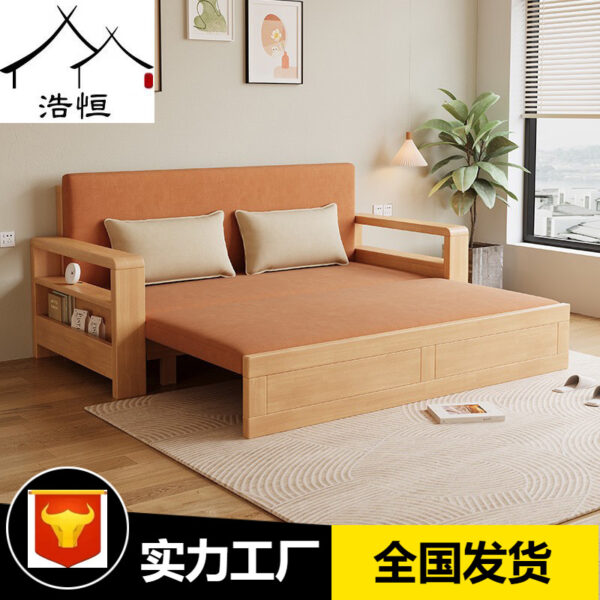 Giường sofa gỗ chắc chắn đôi căn hộ nhỏ Bắc Âu phòng khách đa chức năng hiện đại đơn giản có thể thu vào giường có thể gập lại giường trượt