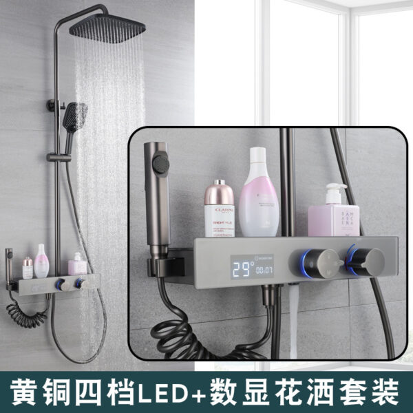 Súng màu xám dạ quang màn hình hiển thị kỹ thuật số Bộ sen tắm phòng tắm nhà vòi sen tăng áp nóng lạnh