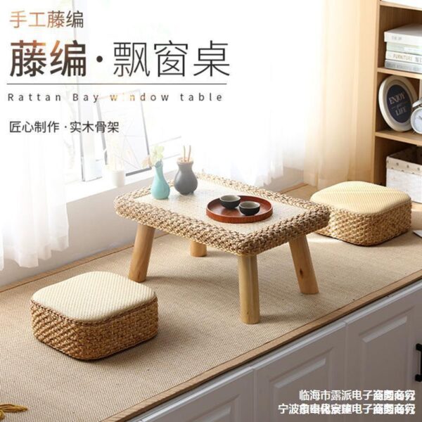 Mây Bàn Gỗ Chắc Chắn Bàn Cà Phê Kết Hợp Hộ Gia Đình Căn Hộ Nhỏ Đơn Giản Bàn Trà Tất Nam Bay Window Bàn Trà