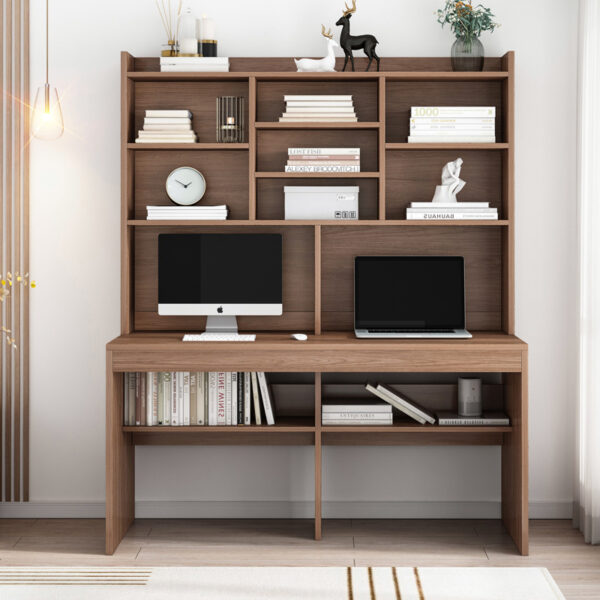 Phòng học đơn giản đôi máy tính để bàn bàn tủ sách tích hợp giá sách đơn giản kết hợp bàn học sinh viên tại nhà