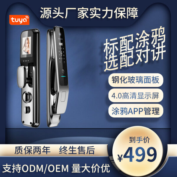 Nhà sản xuất khóa thông minh hoàn toàn tự động nhận dạng khuôn mặt 3D khóa cửa chống trộm trực quan mắt mèo giám sát video khóa vân tay
