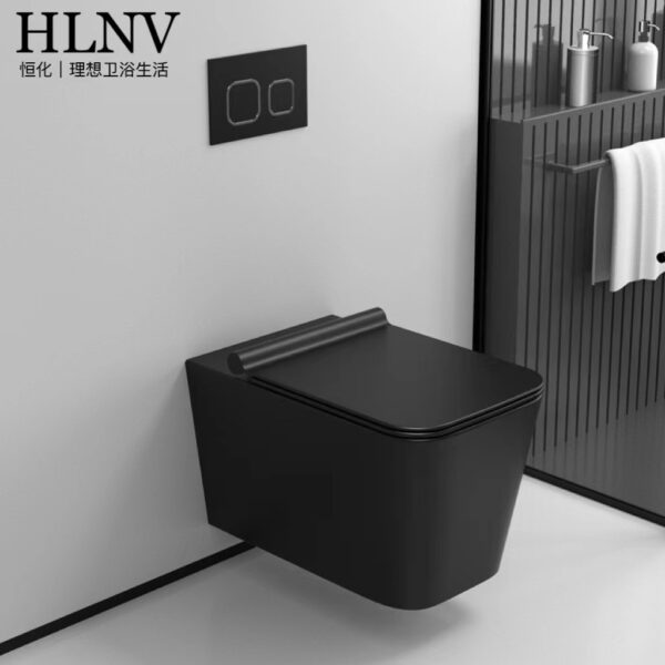Bồn cầu treo tường bồn nước ẩn treo tường màu xám Bồn cầu treo tường giấu nước treo tường phòng nhỏ bồn cầu màu đen mờ