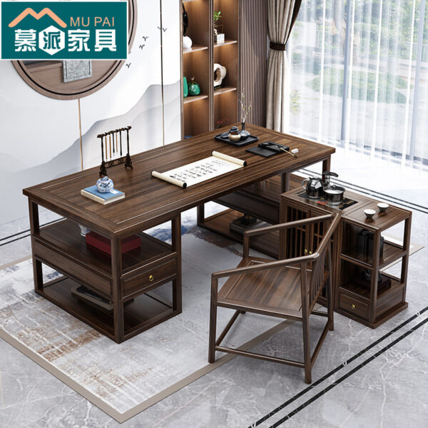 Gỗ Wujin mới phong cách Trung Hoa bàn ghế gỗ nguyên khối nhẹ sang trọng học tập hiện đại bàn máy tính tủ trà Bàn viết Thiền