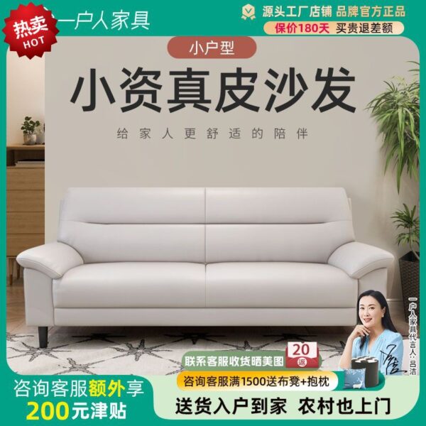 hqa sofa da đơn giản hiện đại phòng khách sofa căn hộ nhỏ ba chỗ ngồi Nhà sản xuất kết hợp sofa đôi Bắc Âu