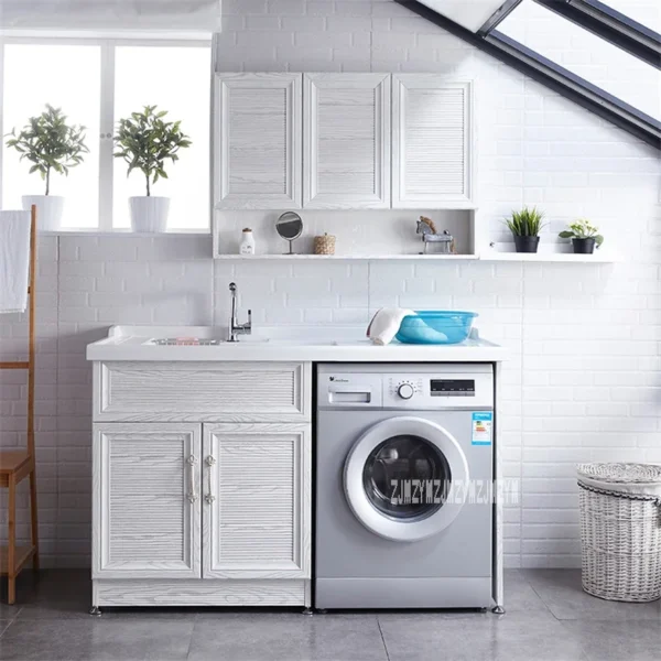 AQ-DW 1.3M Nhôm Không Gian Tủ Phòng Tắm Ban Công Chất Lượng Cao Tủ Bảo Quản Máy Giặt Giặt Bể Bơi Kết Hợp Tủ