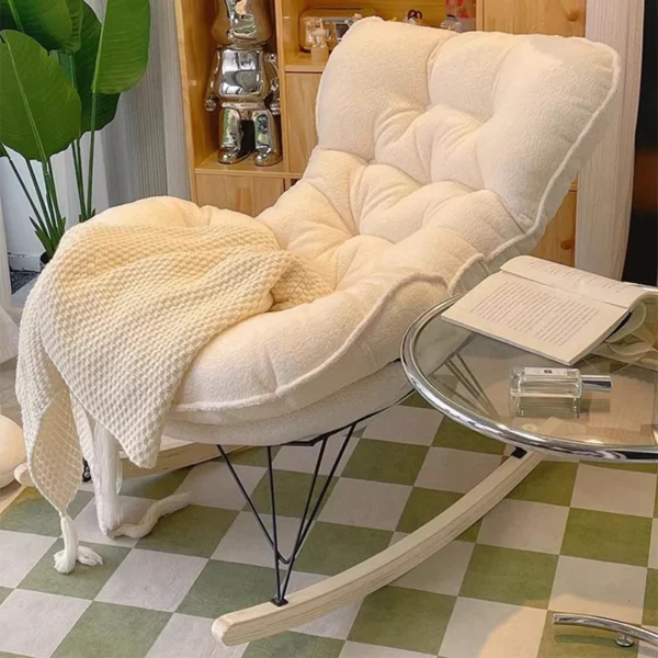 Ghế Sofa Đơn Thư Giãn Mềm Mại – khung kim loại, đệm vải Màu Trắng, Sillas Trang Trí Nội Thất
