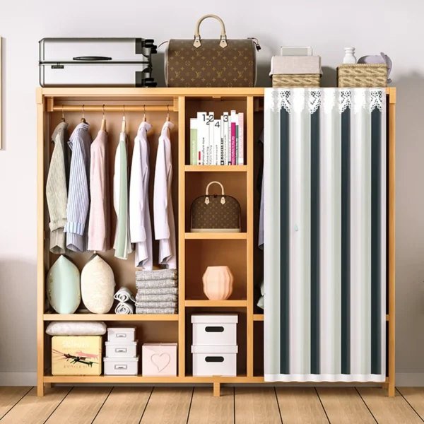 Tre Tủ quần áo phòng ngủ đơn giản Phòng cho thuê Treo quần áo Tầng Tủ quần áo Căn hộ nhỏ Tủ quần áo chống bụi Tủ đựng đồ