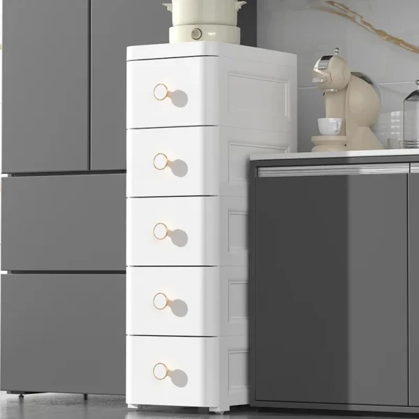 Tủ lưu trữ khoảng cách phòng tắm có ngăn kéo Nhà bếp bằng nhựa Giá hẹp Nội thất bên nhà vệ sinh nhiều lớp