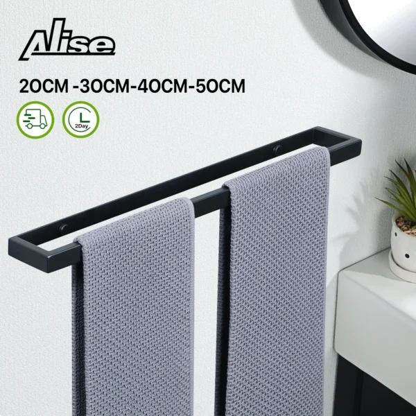 Giá Treo Khăn Phòng Tắm Khăn 20/30/40/50CM Màu Đen Mờ Khăn Không Khoan Treo Tường tủ Bếp Inox Bảo Quản