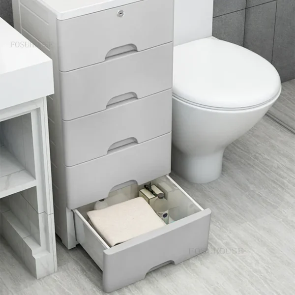Tủ Phòng Tắm Sàn Nhựa Nhật Bản Tủ Đựng Đồ Nhiều Tầng Gia Đình Thiết Kế Sáng Tạo Đơn Giản Cho Phòng Ngủ