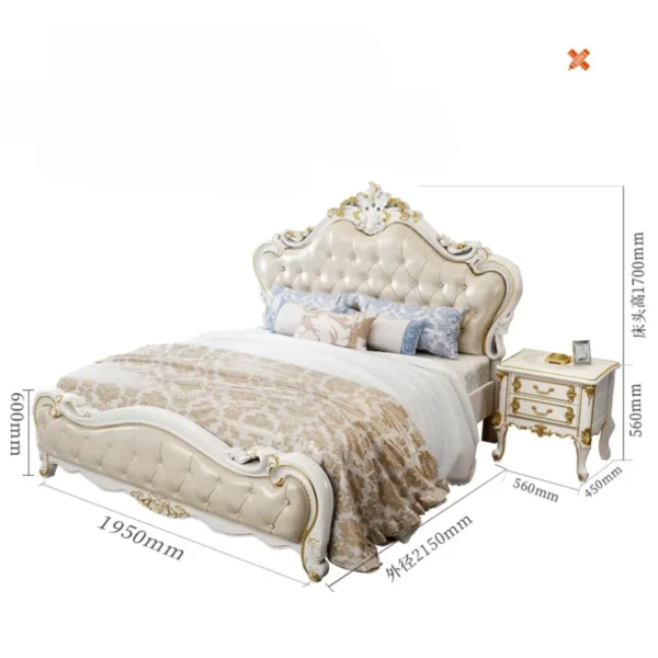 Giường Đôi Châu Âu King Size Sang Trọng Bên Bàn Tầng Hiện Đại Thiết Kế Giường Đôi Nữ Hoàng Màu Trắng Lưu Trữ Cama Nội Thất Phòng Ngủ