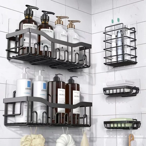 Giá Rẻ Gắn Phòng Tắm Có Giá Để Đồ Nhà Bếp Kệ Sắp Xếp Đen Kệ Góc Khung Sắt Tắm Đấm Caddy Giá