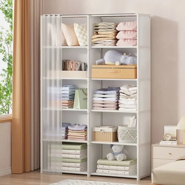 Nóng Chống Bụi Tủ Quần Áo Lắp Ráp Đơn Giản DIY Bảo Quản Tủ Quần Áo Phòng Ngủ Mở Tủ Bảo Quản Hộ Gia Đình Có Thể Gấp Lại Được Nhiều Lớp Tủ Quần Áo