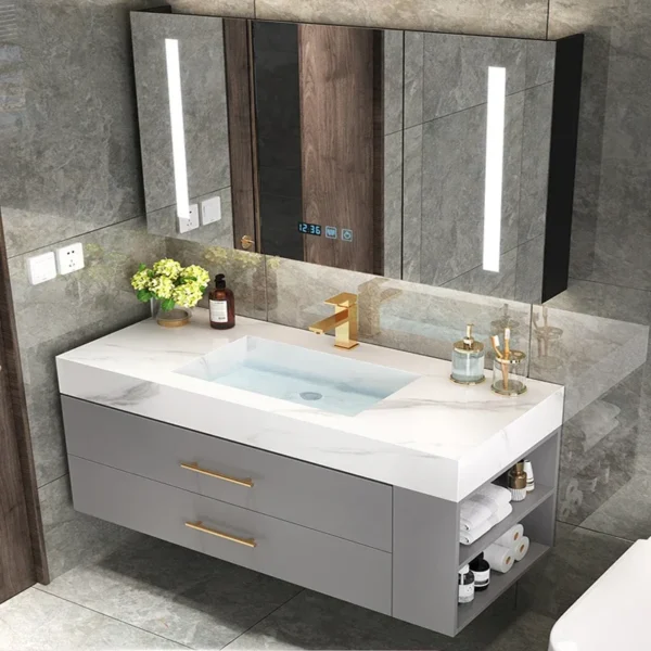 Hộ Gia Đình Tủ Phòng Tắm Tích Hợp Lưu Vực Ánh Sáng Hiện Đại Nội Thất Cao Cấp Chậu Rửa Mặt Bắc Âu Tối Giản Phòng Tắm Kết Hợp