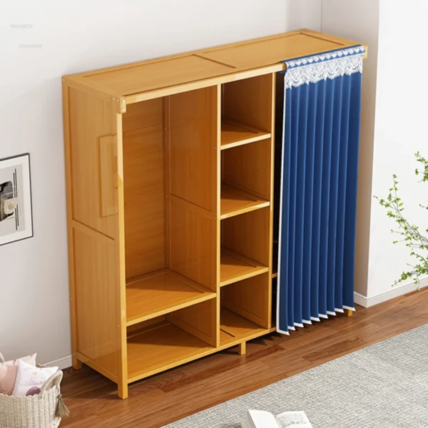 Ánh sáng Tủ quần áo phòng ngủ sang trọng Kệ đa năng đơn giản có rèm Giá treo quần áo Nội thất phòng ngủ Tủ phòng ngủ hiện đại