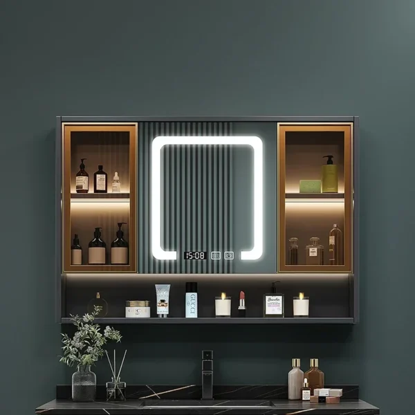 Gương Lưu trữ Tủ phòng tắm Đèn tường Góc mở Tủ chậu rửa gương Vanity Nhà vệ sinh nhà bếp Meuble Salle De Bain Kệ