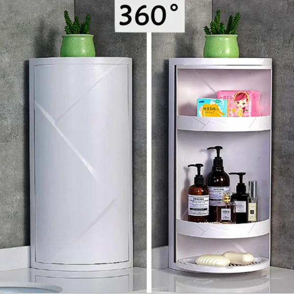Nhiều Lớp Xoay 360 Độ Phòng Tắm Có Giá Để Đồ Nhà Bếp Vệ Sinh Kệ Góc Tắm Tủ Sắp Xếp Lưu Trữ Kích Thước M/L