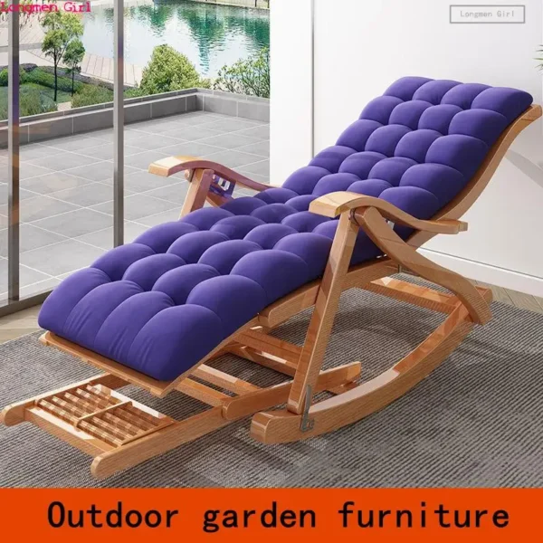 Đa chức năng Có thể gập lại Tre Rocking Ghế bành Nội thất sân vườn ngoài trời Ghế tắm nắng di động Giường du lịch Ghế xếp có cánh tay