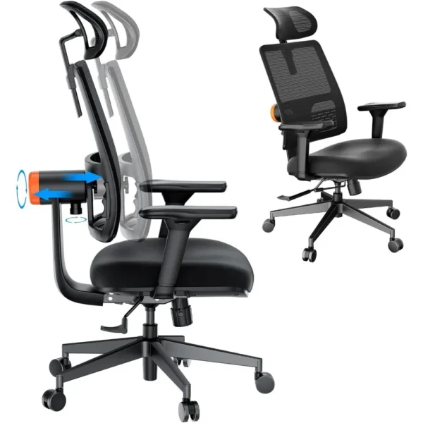 Ghế văn phòng tại nhà Newtral Ergonomic, Ghế bàn lưng cao có hỗ trợ thắt lưng thích ứng độc đáo, tựa đầu có thể điều chỉnh, độ sâu của ghế