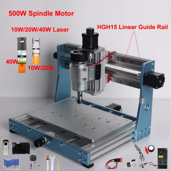Máy khắc laser CNC 3020 PRO MAX – Mini 500W/5.5W/10W, khắc PCB, tuyến tính chính xác