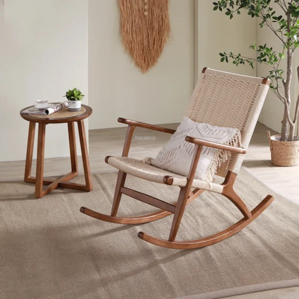 Retro Dây Ghế Ngoài Trời Nội Thất Ngoài Trời Hiện Đại Trang Chủ Ban Công Ngoài Trời Ghế Bãi Biển Nhật Bản Thường Ngày Gỗ Bập bênh