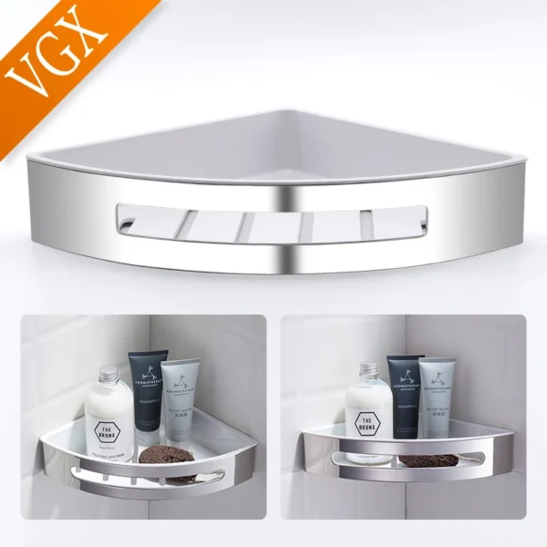 VGX Phòng Tắm Tắm Trangle Kệ Góc Có Giá Để Đồ Người Tổ Chức Kệ Treo Tường Giỏ Bằng Thép Không Gỉ Phụ Kiện Nhà Bếp