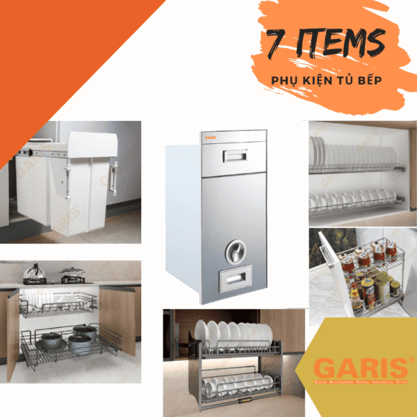 Combo 7 phụ kiện bếp Cao cấp Garis GR- tiện ích tủ bếp với thiết kế hiện đại, thẩm mỹ