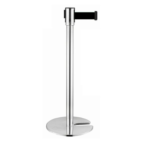 Côt chắn Inox trắng đế chữ U dây đen dài 3m - Mã PTCI-UD3