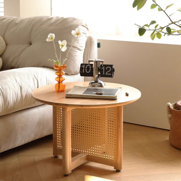 Bàn cà phê họa tiết mây đan phong cách Nhật – giải pháp decor độc đáo cho căn hộ hiện đại