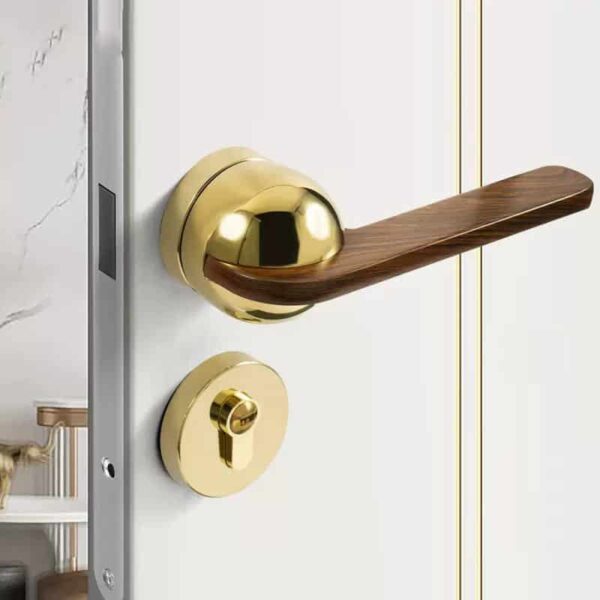 Bộ khóa cửa phòng hợp kim tay gỗ tự nhiên cao cấp chống trộm an toàn cho cửa gỗ