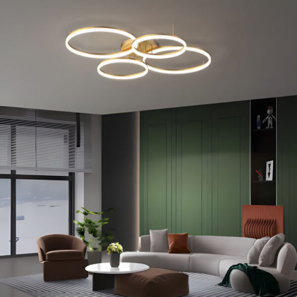 Đèn trần LED nhiều đầu bóng decor vòng tròn nghệ thuật – đèn trần hiện đại
