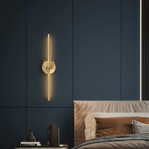 Đèn gắn tường decor bằng đồng nguyên khối gạc hươu Bắc Âu – đèn trang trí nội thất
