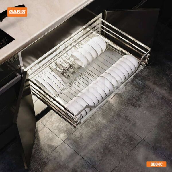 Giá xoong nồi bát đĩa cánh mở giảm chấn tiện ích tủ bếp với thiết kế hiện đại, thẩm mỹ