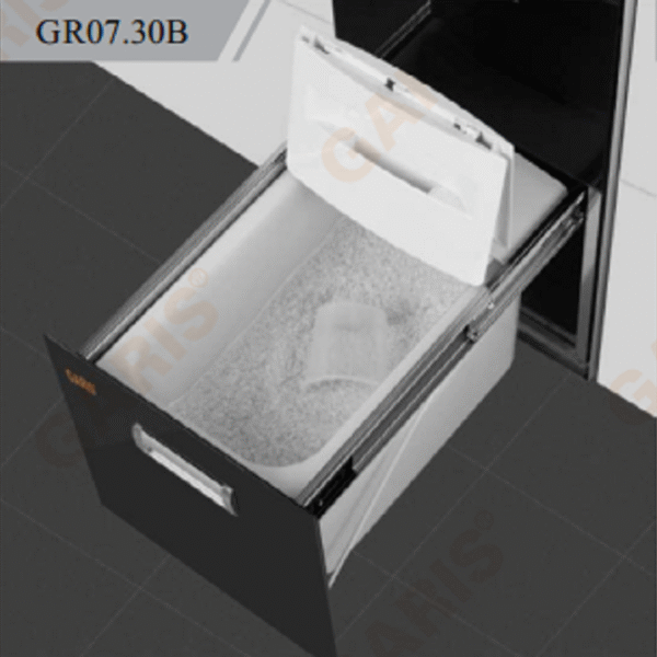 Thùng gạo mặt kính 2 ngăn 20kg màu đen bóng Garis tiện ích tủ bếp với thiết kế hiện đại, thẩm mỹ
