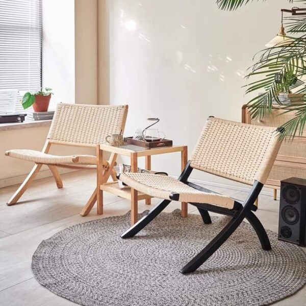 Mẫu Ghế Mây Decor Gấp Gọn Khung Gỗ Cao Cấp