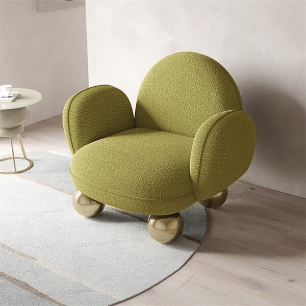 Ghế Sofa Đơn Vải Lông Cừu Decor Phòng Sang Trọng