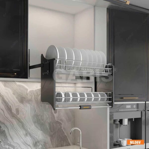 Giá bát đĩa nâng hạ đa năng Garis tiện ích tủ bếp với thiết kế hiện đại, thẩm mỹ