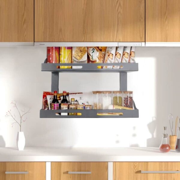 Giá đựng chai lọ nâng hạ tự động tiện ích tủ bếp với thiết kế hiện đại, thẩm mỹ
