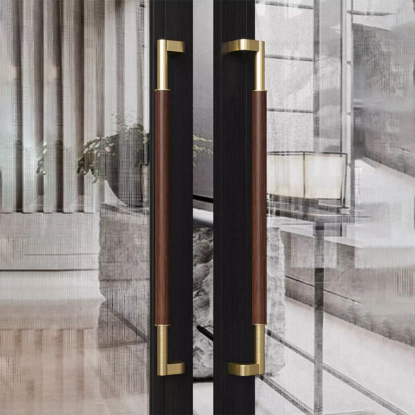 Tay nắm cửa bằng gỗ và inox cho cửa kính S-925 – chất liệu inox 304 không gỉ, tương thích cửa kính cường lực, phụ kiện cửa hiện đại cao cấp