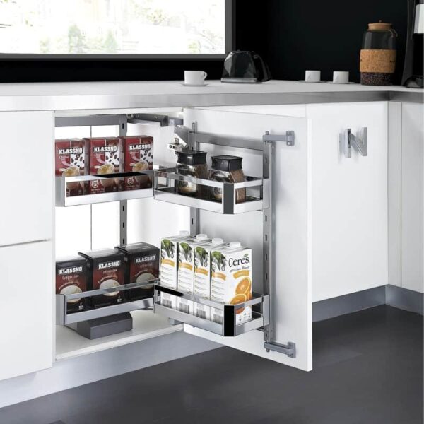 Hệ giá kho 2 tầng inox hộp cánh mở Euro Gold-M040245 tiện ích tủ bếp với thiết kế hiện đại, thẩm mỹ