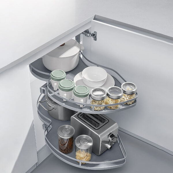 Kệ góc xoay hướng mở trái Imundex 7803707 tiện ích tủ bếp với thiết kế hiện đại, thẩm mỹ