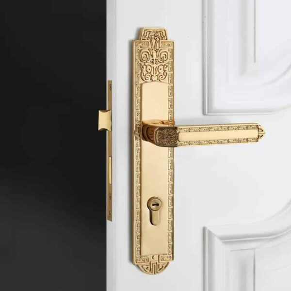 Khóa cửa đại sảnh bằng đồng cổ điển kiểu Pháp cao cấp chống trộm an toàn mật mã