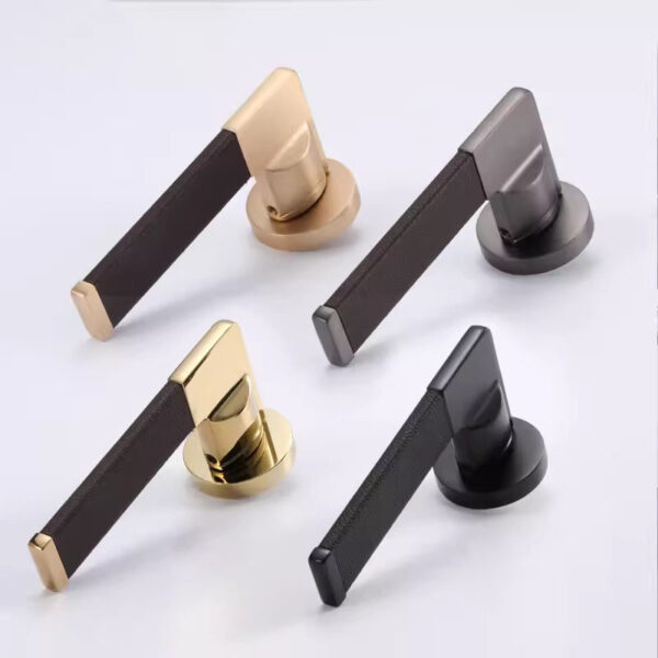 Khóa cửa phân thể tay gạt bọc da cao cấp chống trộm an toàn cho cửa gỗ kiểu Âu